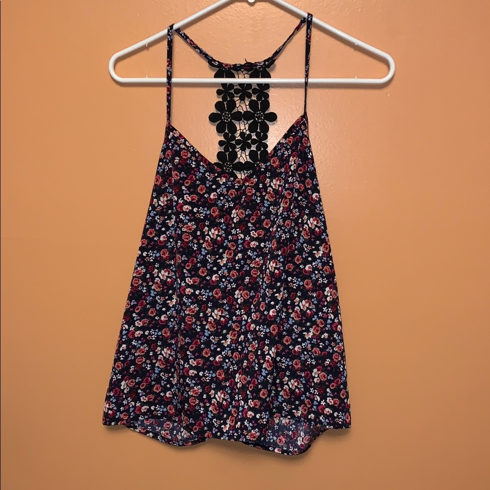 Floral Black and Red Women's Top